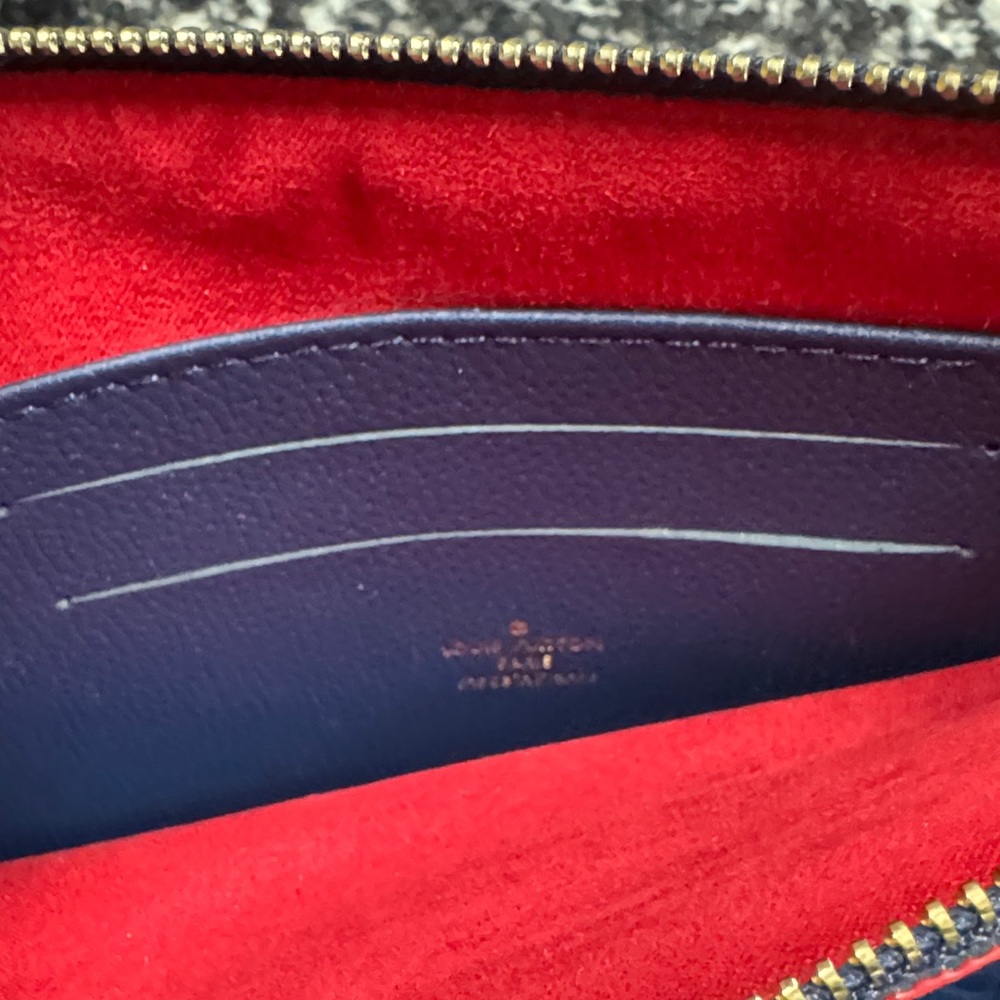 Navy Monogram Wristlet with Red Interior and Gold Accents - Picture 4 of 12
